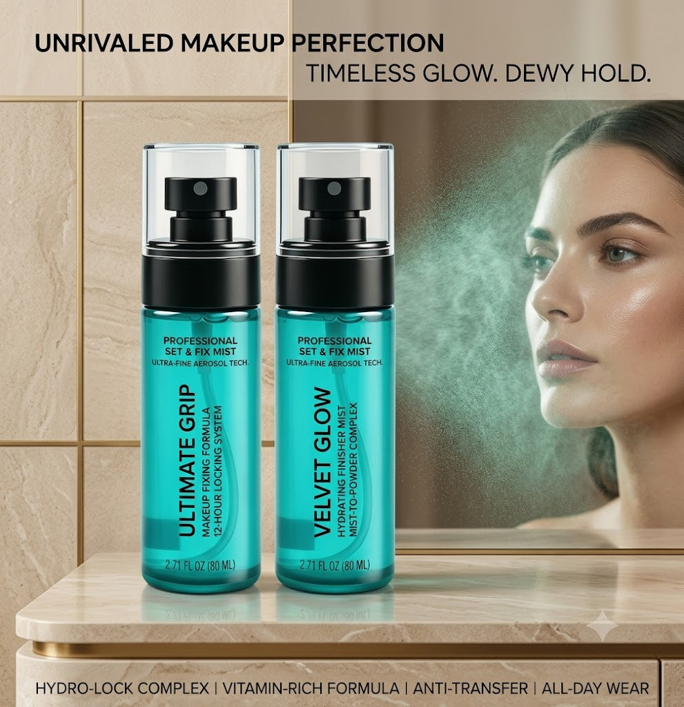 2-Pack Velvet Makeup Setting Spray, 2.71 Fl Oz Long-Lasting Matte Face Fixer with Waterproof Oil-Control Formula, Lightweight Refreshing All-Day Wear for All Skin Types