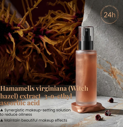 24-Hour Long-Wear Makeup Setting Spray, Oil-Control Matte & Glow Face Mist, Ultra-Fine Lightweight Fixer for Flawless All-Day Coverage, 4.22 Fl Oz