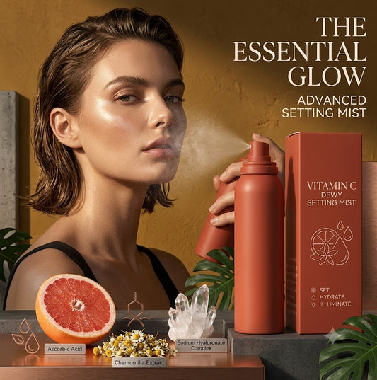 Vitamin C & Hyaluronic Acid Makeup Fixer, Hydrating Fine Mist Setting Spray with Chamomile for Weightless All-Day Wear, Nourishing Face Spray for All Skin Types
